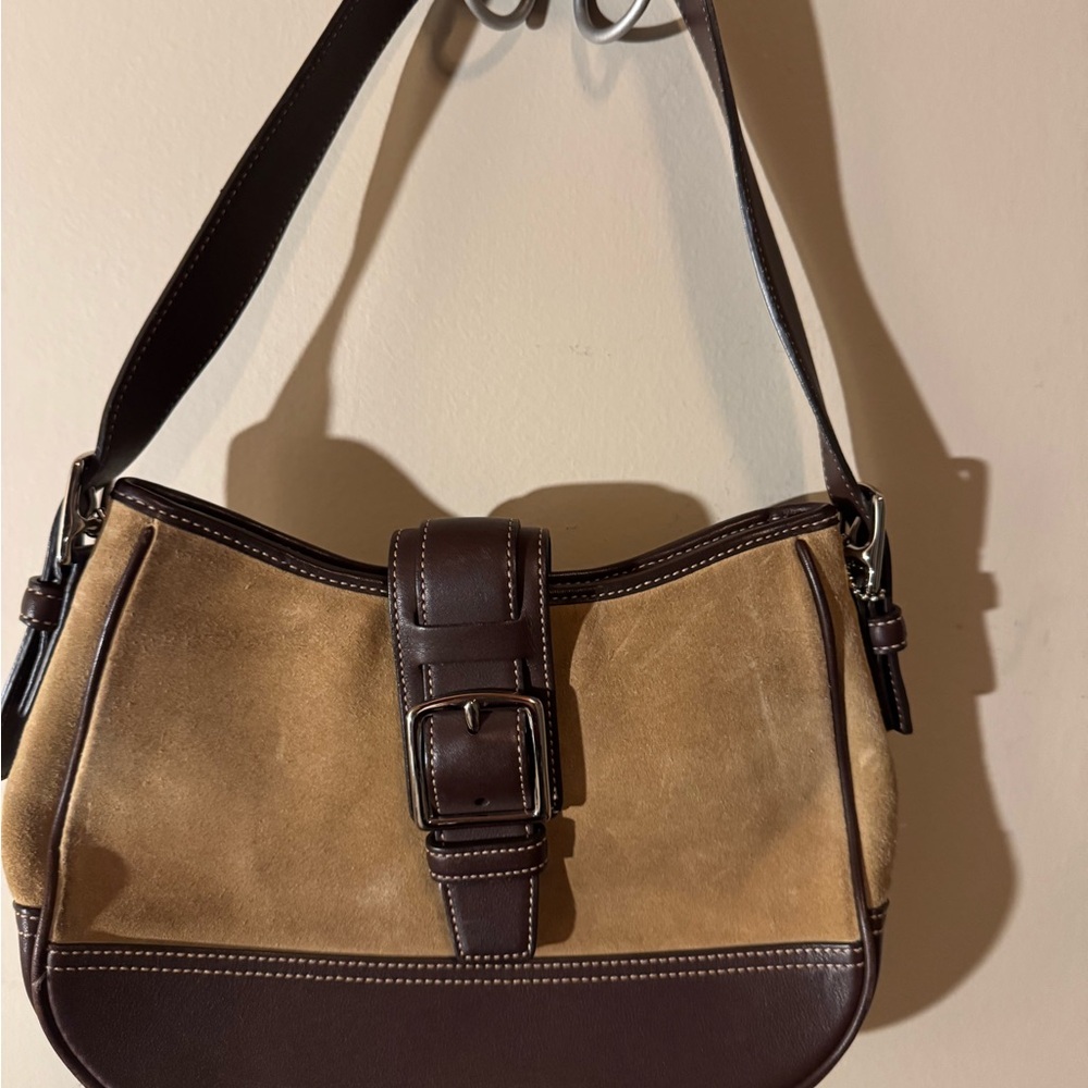Coach Tan and Brown Shoulder Bag